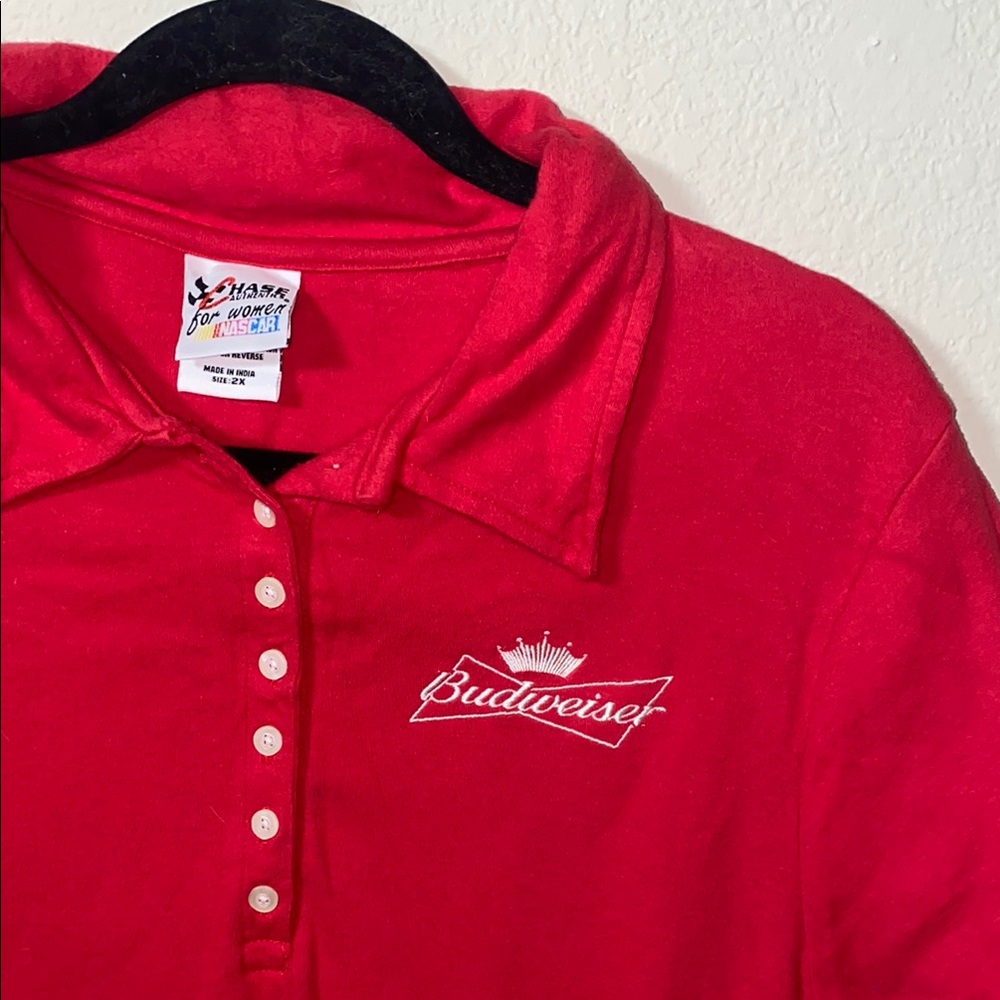 🪼Rare Nascar Chase Authentic Budweiser Red Polo Shirt of #8 Dale Earnhardt Jr.!